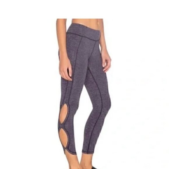 Free People Movement Infinity Leggings Size M Dark Gray High Rise Cut Outs - Picture 1 of 13